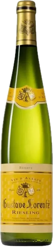 The bottle of Gustave Lorentz Riesling dry